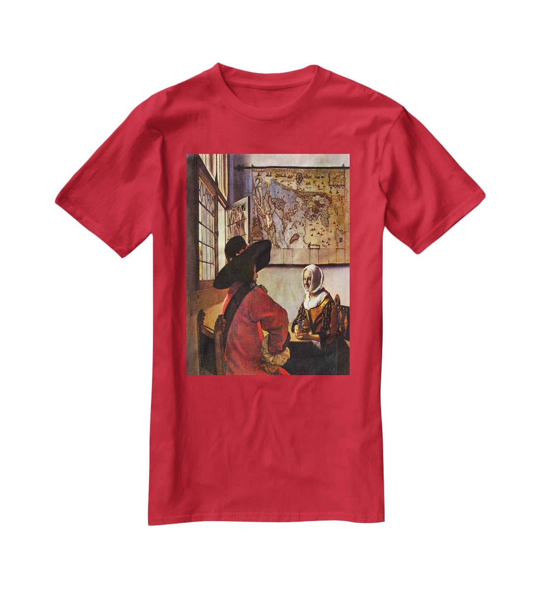 Soldier and girl smiling by Vermeer T-Shirt - Canvas Art Rocks - 4
