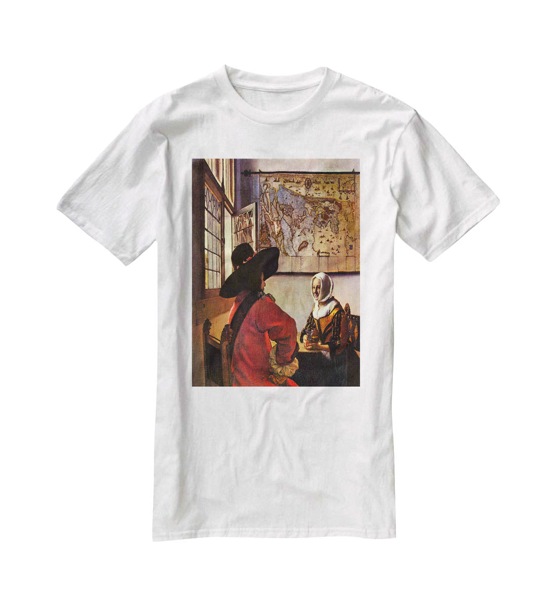 Soldier and girl smiling by Vermeer T-Shirt - Canvas Art Rocks - 5