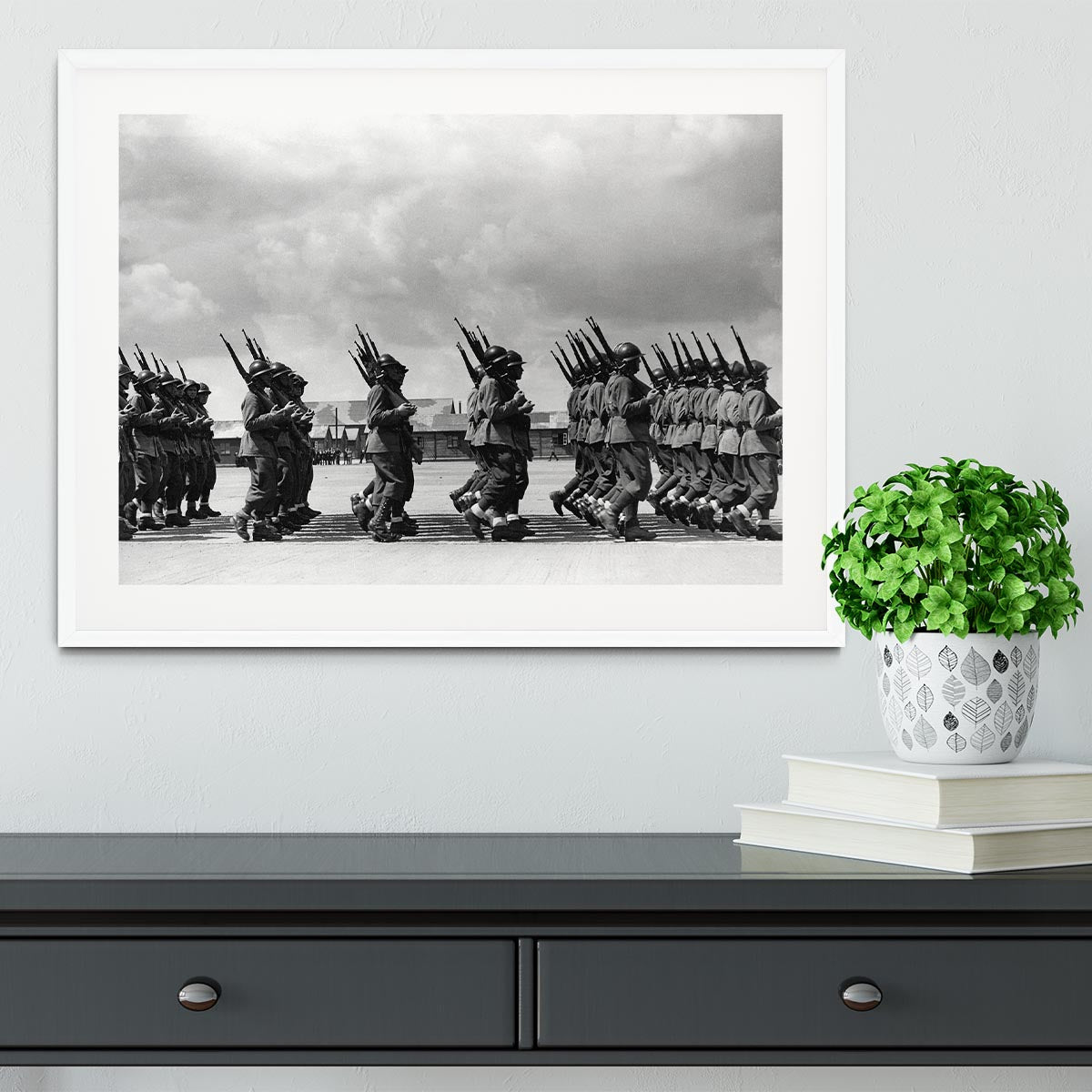 Soldiers marching in formation Framed Print - Canvas Art Rocks - 5