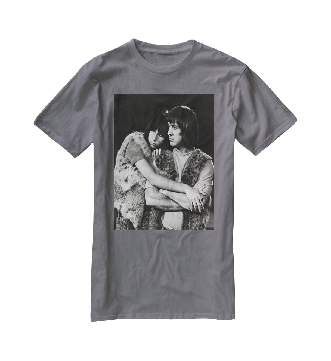 Sonny and Cher hugging T-Shirt - Canvas Art Rocks - 3