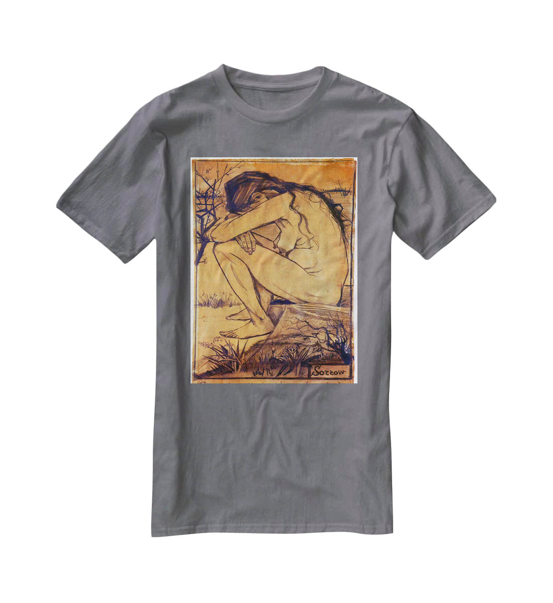Sorrow by Van Gogh T-Shirt - Canvas Art Rocks - 3