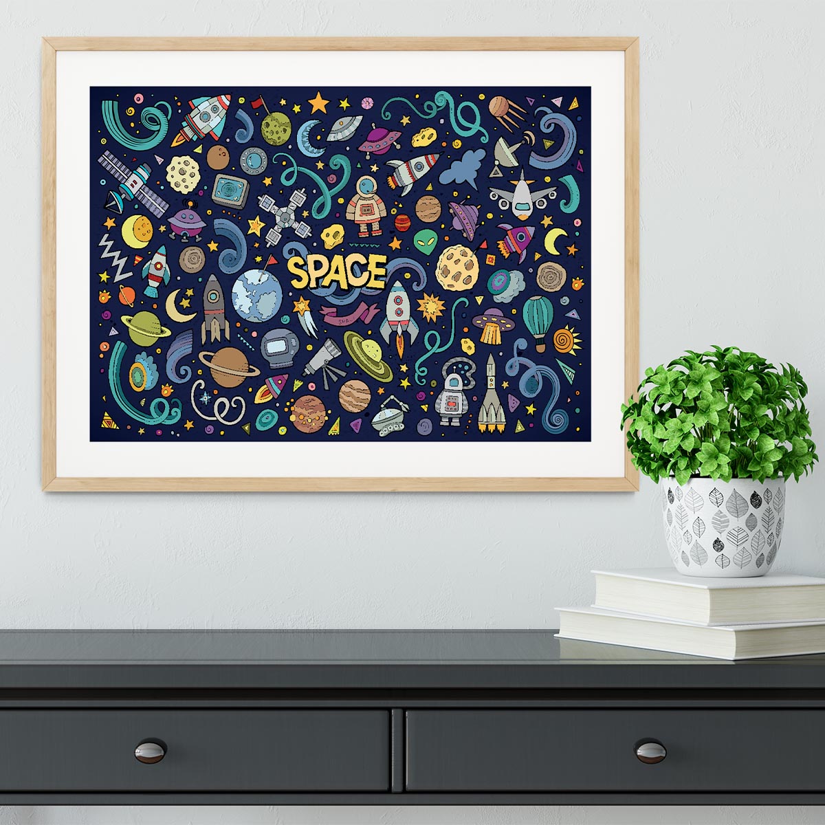 Space Doodles Framed Print - Canvas Art Rocks - 3