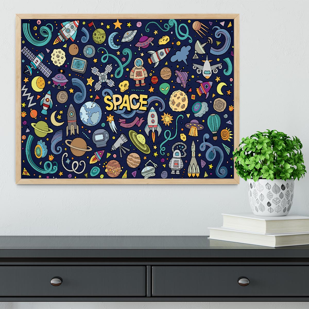 Space Doodles Framed Print - Canvas Art Rocks - 4