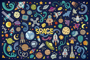 Space Doodles Wall Mural Wallpaper - Canvas Art Rocks - 1