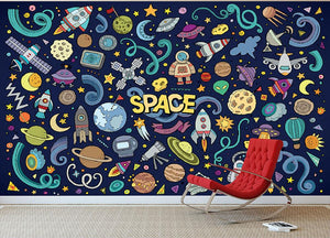Space Doodles Wall Mural Wallpaper - Canvas Art Rocks - 2