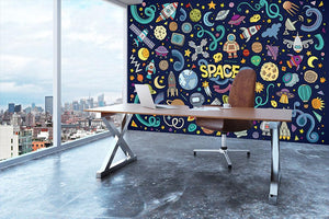 Space Doodles Wall Mural Wallpaper - Canvas Art Rocks - 3