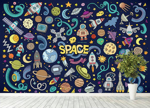 Space Doodles Wall Mural Wallpaper - Canvas Art Rocks - 4