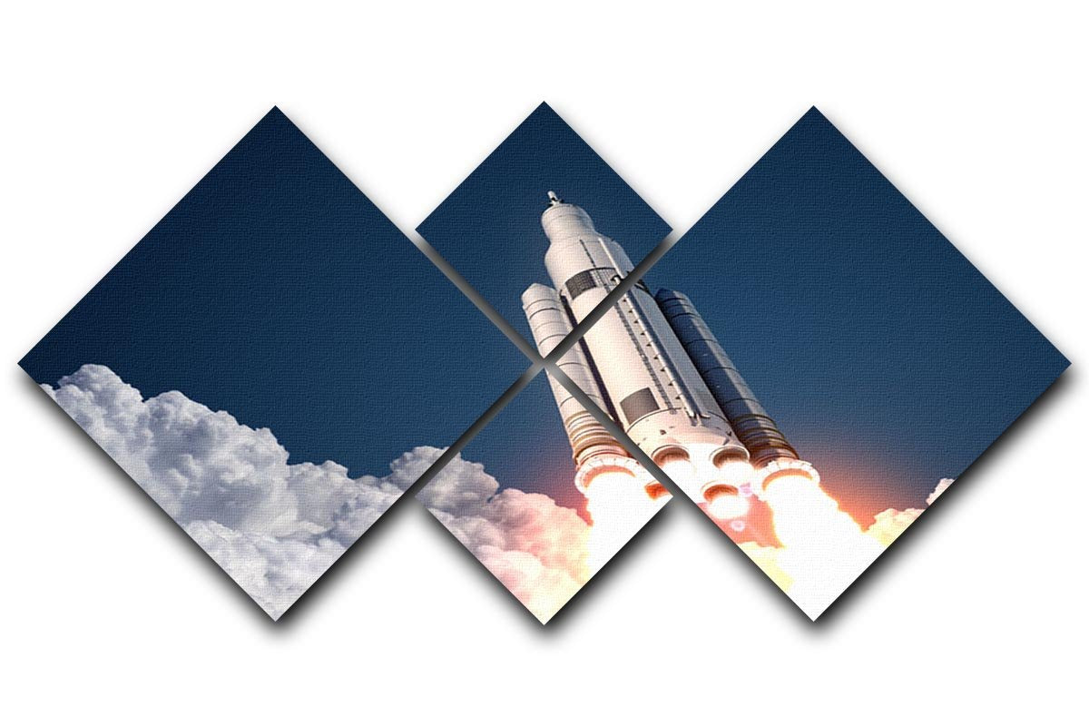 Space Launch System Takes Off 4 Square Multi Panel Canvas  - Canvas Art Rocks - 1