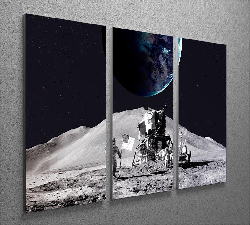 Space Man On The Moon 3 Split Panel Canvas Print - Canvas Art Rocks - 2