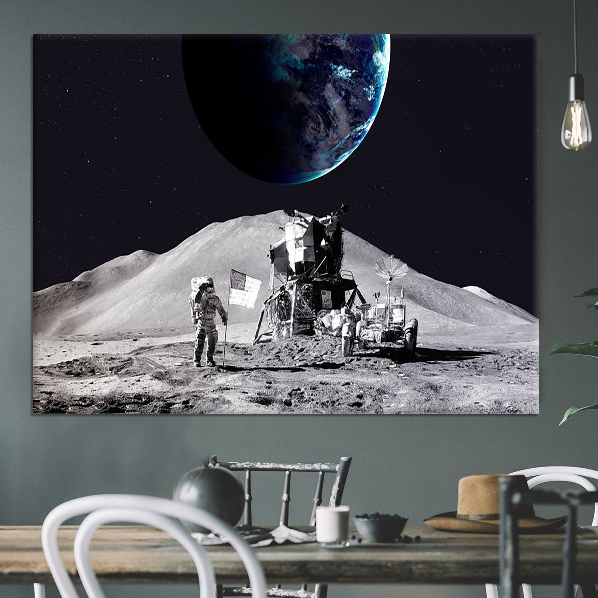 Space Man On The Moon Canvas Print or Poster - Canvas Art Rocks - 3