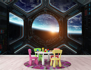 Space Ship Window Wall Mural Wallpaper - Canvas Art Rocks - 3