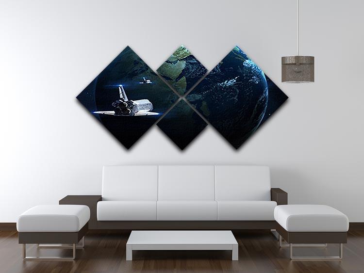 Space Shuttle Flying Back To Earth 4 Square Multi Panel Canvas - Canvas Art Rocks - 3