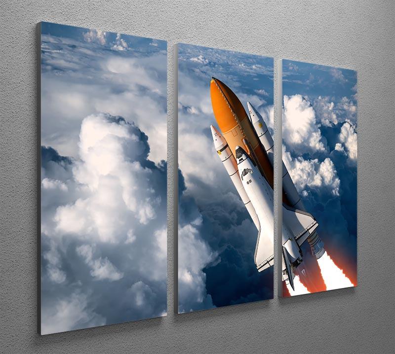 Space Shuttle Launch In The Clouds 3 Split Panel Canvas Print - Canvas Art Rocks - 2