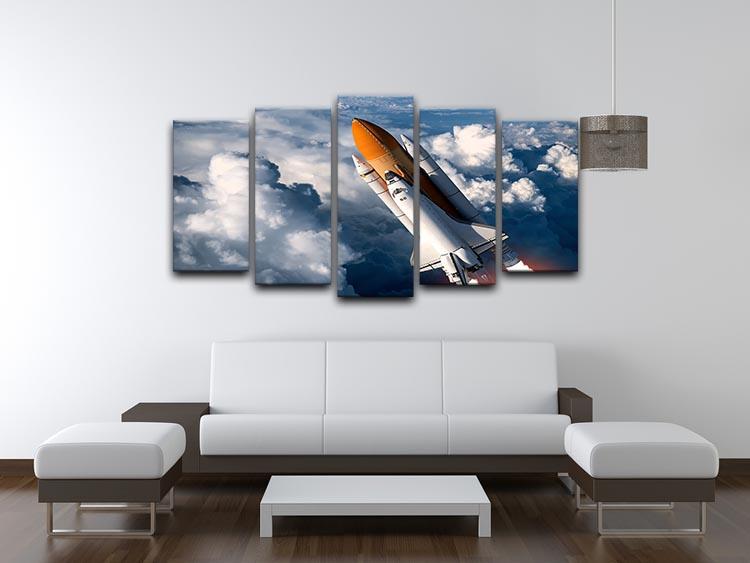 Space Shuttle Launch In The Clouds 5 Split Panel Canvas - Canvas Art Rocks - 3