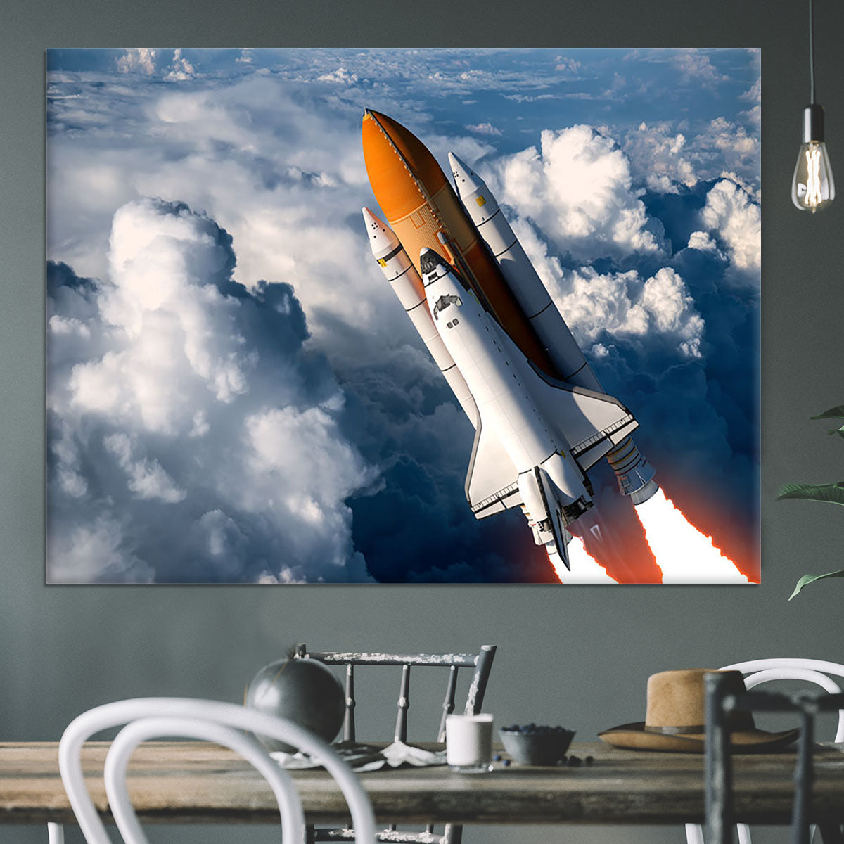 Space Shuttle Launch In The Clouds Canvas Print or Poster - Canvas Art Rocks - 3