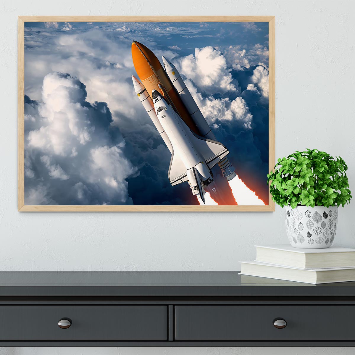 Space Shuttle Launch In The Clouds Framed Print - Canvas Art Rocks - 4