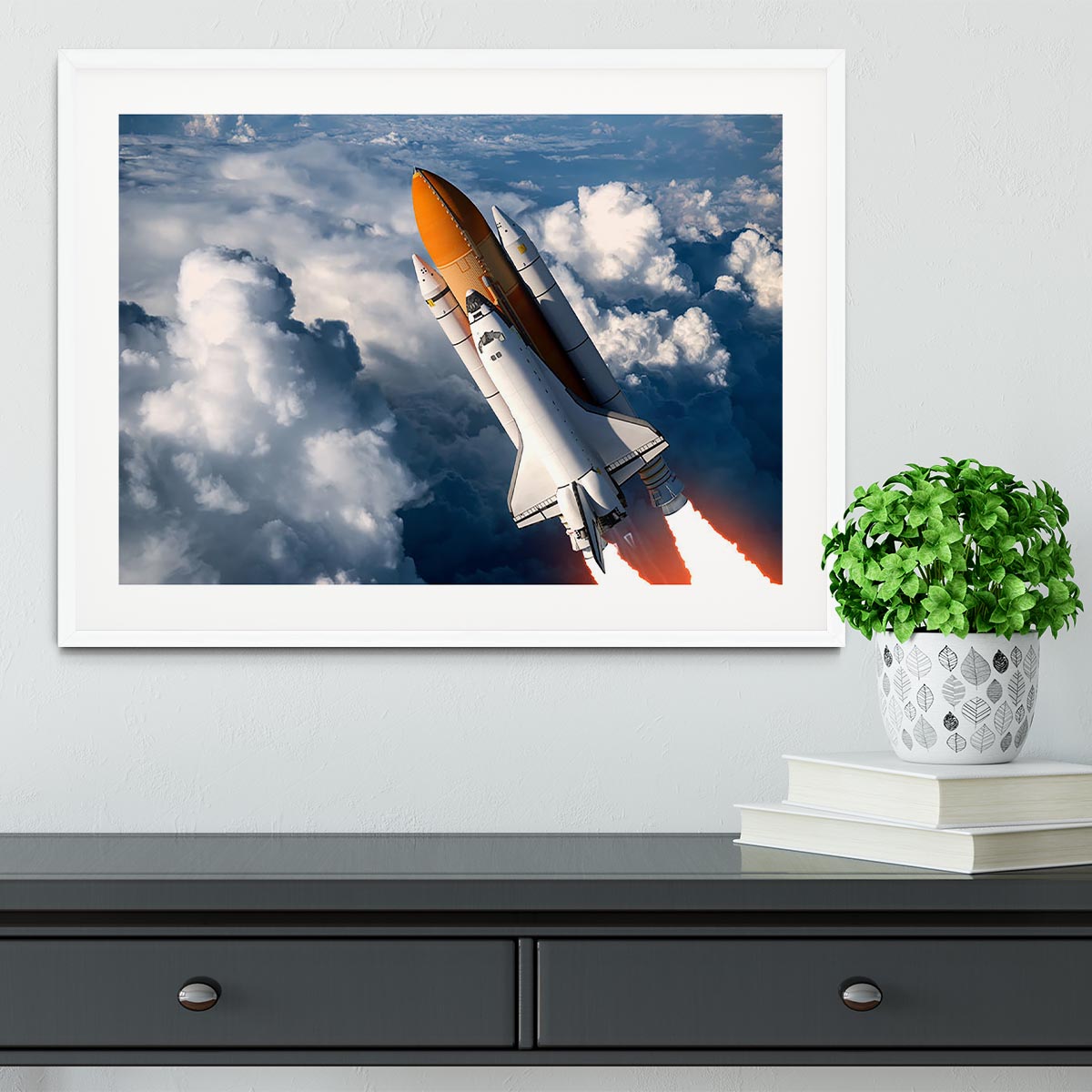 Space Shuttle Launch In The Clouds Framed Print - Canvas Art Rocks - 5