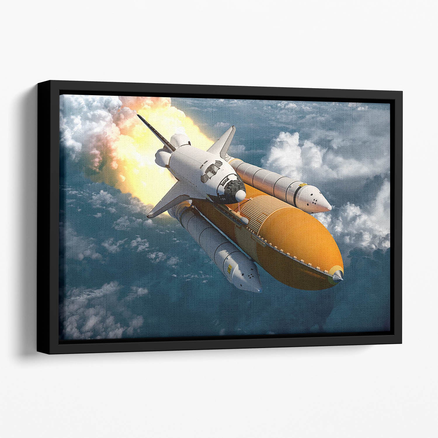 Space Shuttle Lift Off Floating Framed Canvas