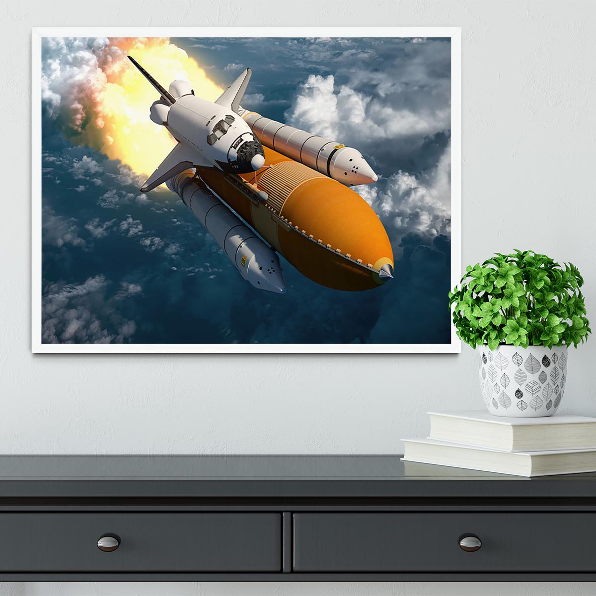 Space Shuttle Lift Off Framed Print - Canvas Art Rocks -6