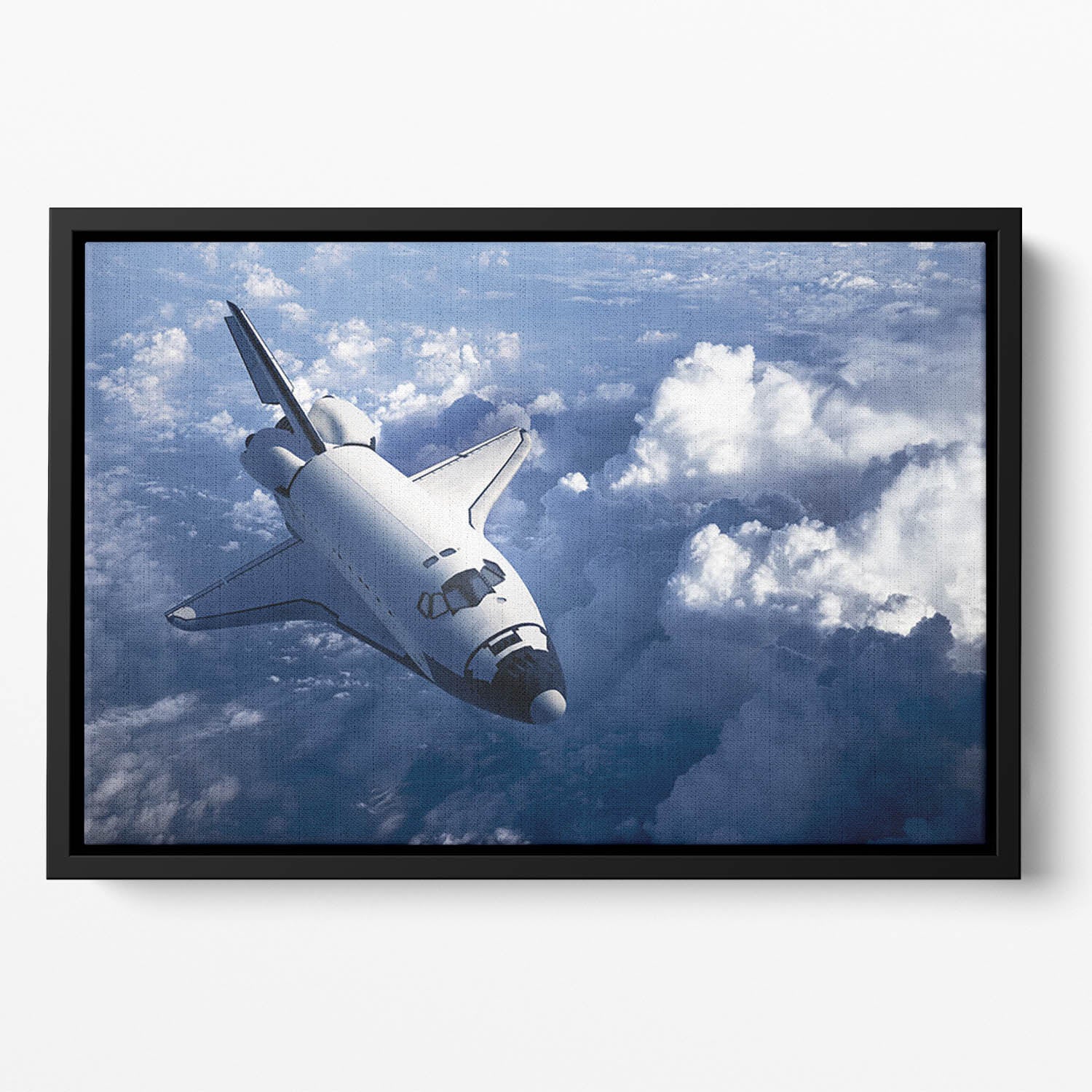 Space Shuttle in the Clouds Floating Framed Canvas