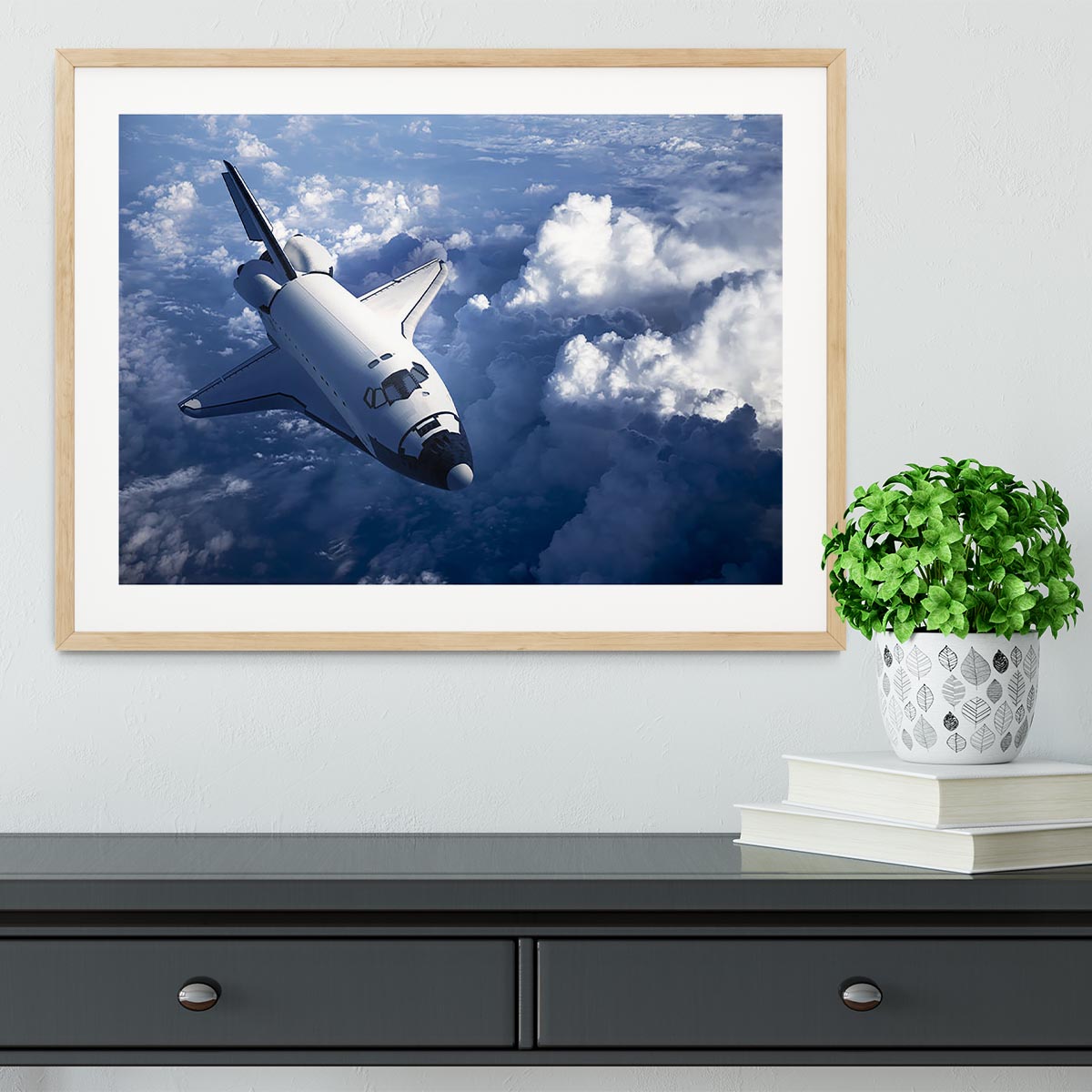 Space Shuttle in the Clouds Framed Print - Canvas Art Rocks - 3