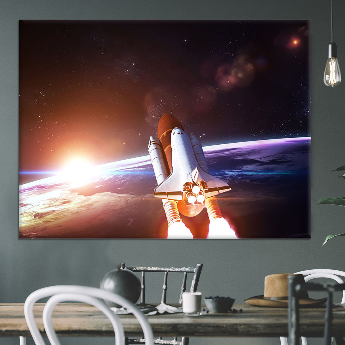 Space Shuttle over the Earth Canvas Print or Poster - Canvas Art Rocks - 3