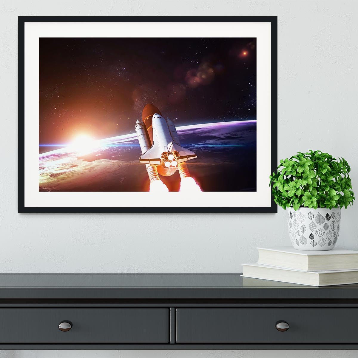 Space Shuttle over the Earth Framed Print - Canvas Art Rocks - 1