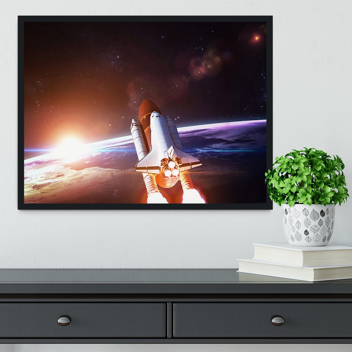 Space Shuttle over the Earth Framed Print - Canvas Art Rocks - 2