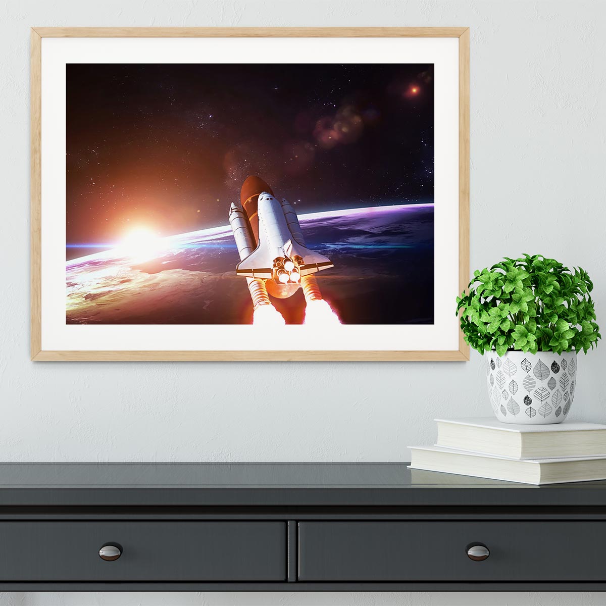 Space Shuttle over the Earth Framed Print - Canvas Art Rocks - 3
