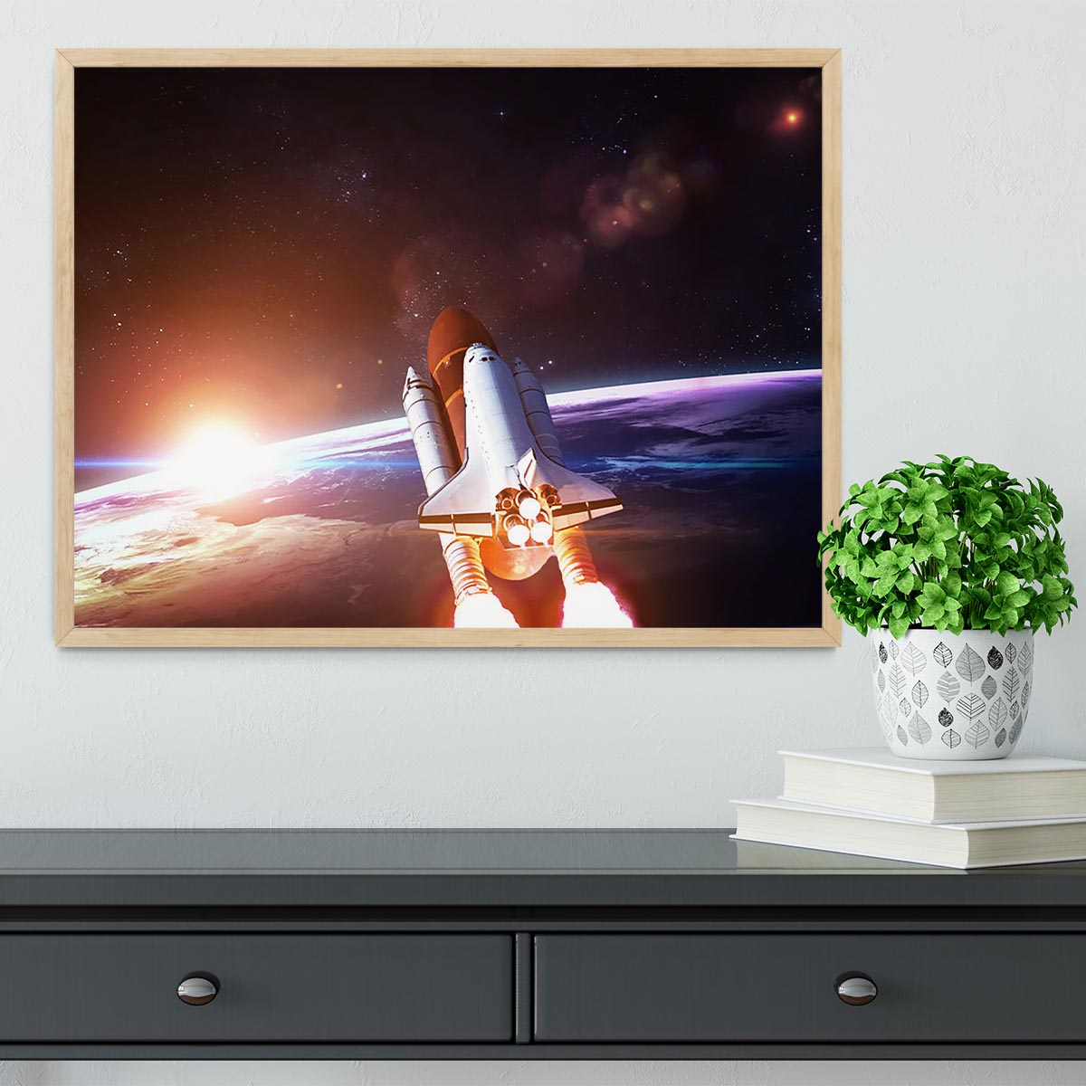Space Shuttle over the Earth Framed Print - Canvas Art Rocks - 4
