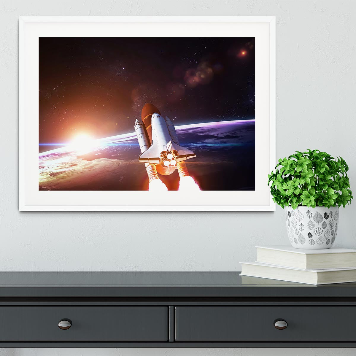 Space Shuttle over the Earth Framed Print - Canvas Art Rocks - 5