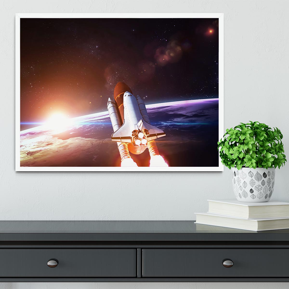 Space Shuttle over the Earth Framed Print - Canvas Art Rocks -6