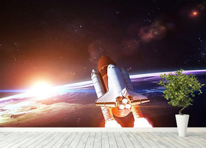 Space Shuttle over the Earth Wall Mural Wallpaper - Canvas Art Rocks - 4