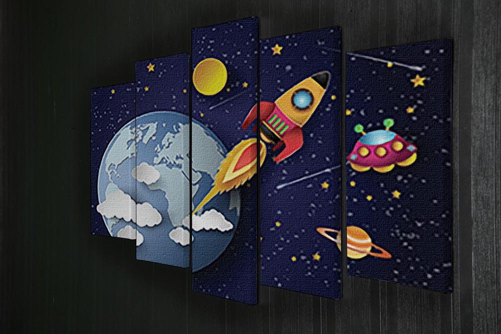 Space rocket launch and galaxy 5 Split Panel Canvas - Canvas Art Rocks - 2