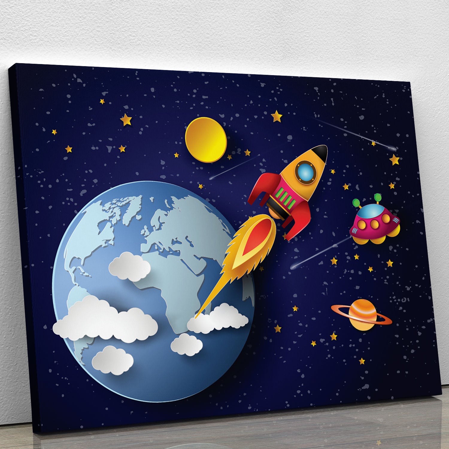 Space rocket launch and galaxy Canvas Print or Poster - Canvas Art Rocks - 1