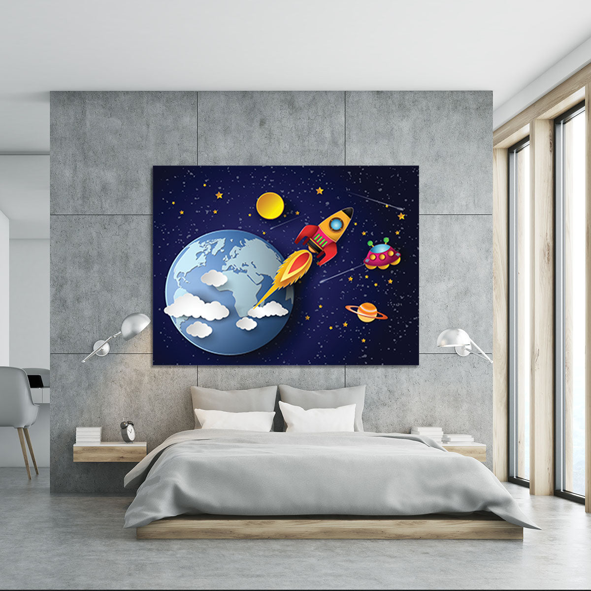 Space rocket launch and galaxy Canvas Print or Poster - Canvas Art Rocks - 5