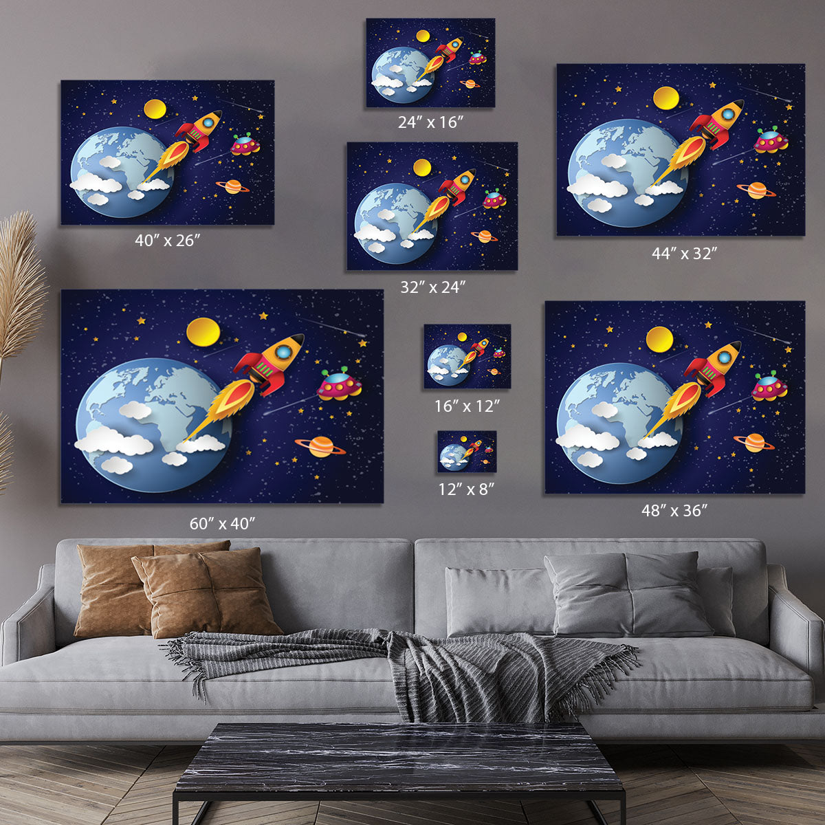 Space rocket launch and galaxy Canvas Print or Poster - Canvas Art Rocks - 7