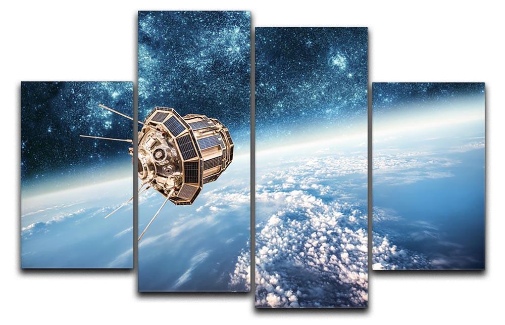 Space satellite orbiting 4 Split Panel Canvas  - Canvas Art Rocks - 1