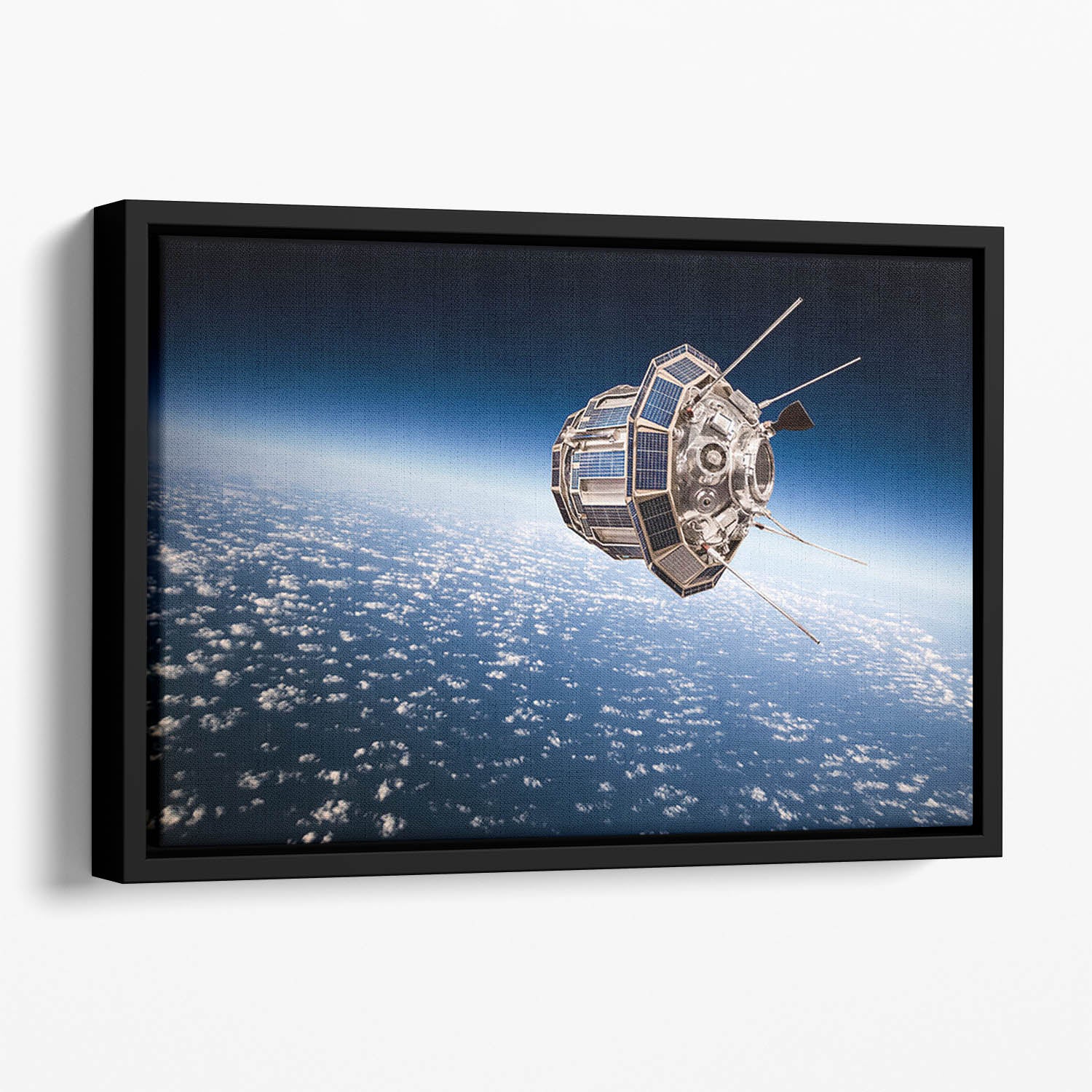 Space satellite orbiting the earth Floating Framed Canvas