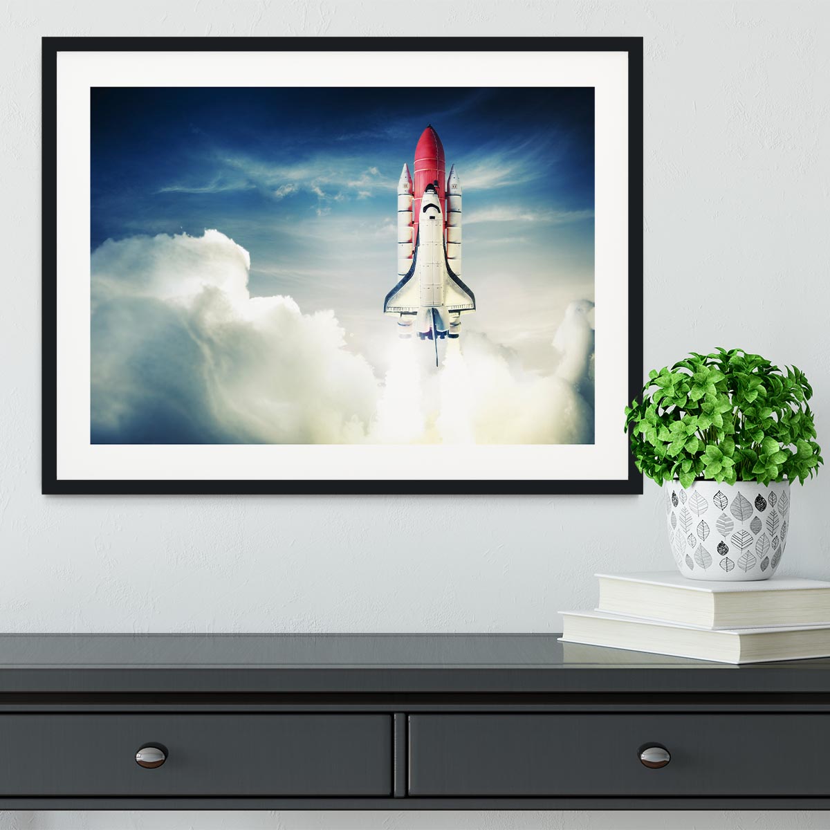Space shuttle taking off on a mission Framed Print - Canvas Art Rocks - 1