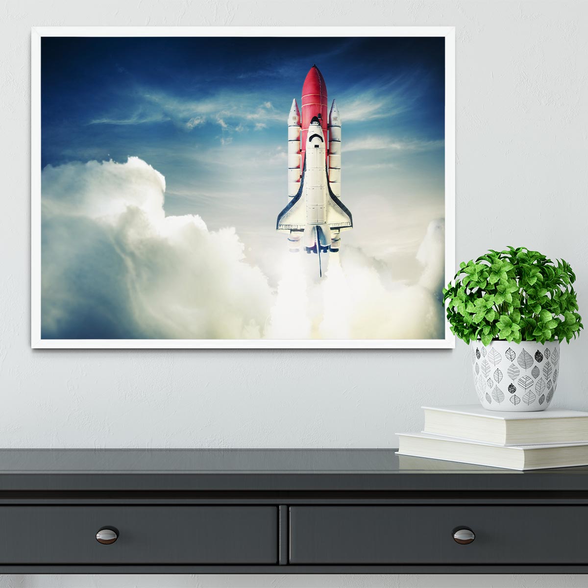 Space shuttle taking off on a mission Framed Print - Canvas Art Rocks -6