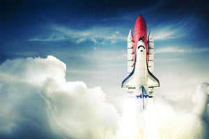 Space shuttle taking off on a mission Wall Mural Wallpaper - Canvas Art Rocks - 1