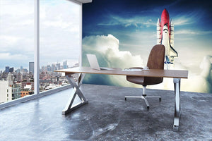 Space shuttle taking off on a mission Wall Mural Wallpaper - Canvas Art Rocks - 3