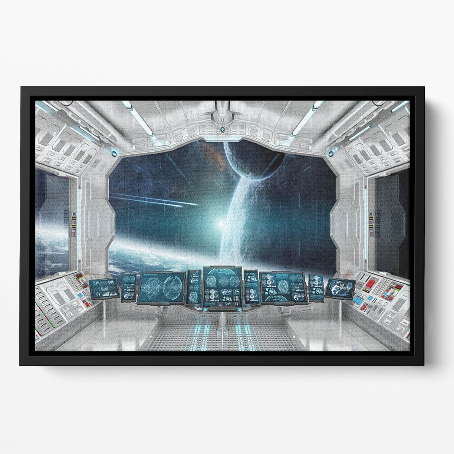 Spaceship Control Center Floating Framed Canvas