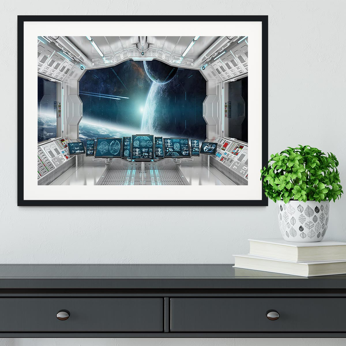 Spaceship Control Center Framed Print - Canvas Art Rocks - 1