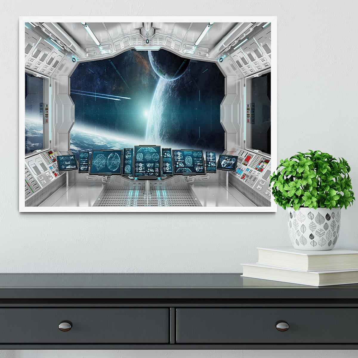 Spaceship Control Center Framed Print - Canvas Art Rocks -6