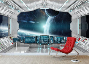 Spaceship Control Center Wall Mural Wallpaper - Canvas Art Rocks - 2