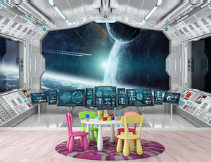 Spaceship Control Center Wall Mural Wallpaper - Canvas Art Rocks - 3