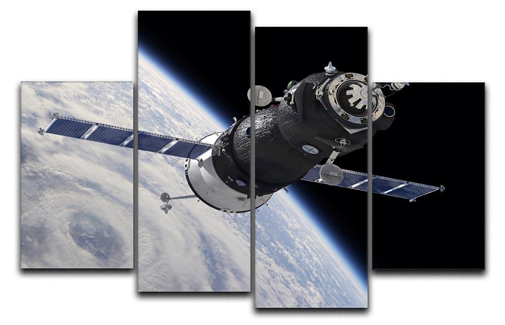 Spaceship Soyuz TMA at the Earth orbit 4 Split Panel Canvas  - Canvas Art Rocks - 1