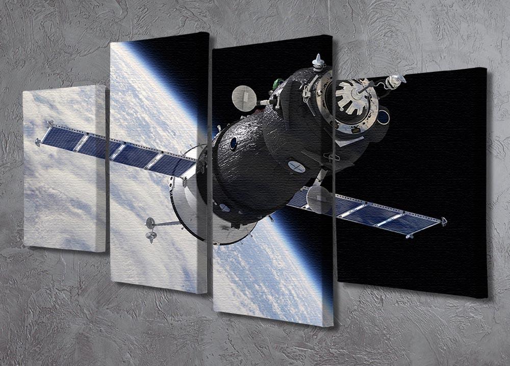 Spaceship Soyuz TMA at the Earth orbit 4 Split Panel Canvas - Canvas Art Rocks - 2